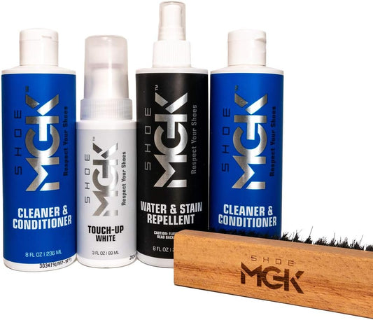 MVP Shoe Cleaner Kit Shoe Cleaner & Conditioner, Water & Stain Repellent, White Touch up & Brush