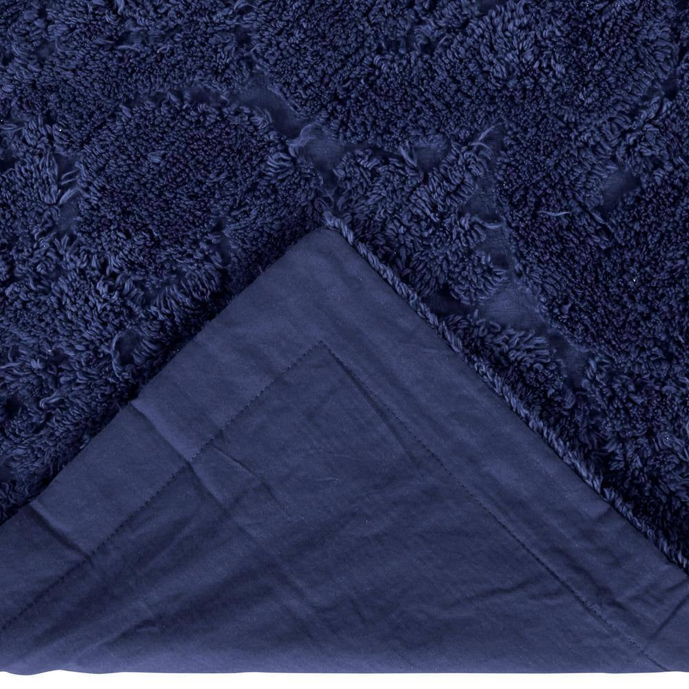 Ashton Collection in Medallion Design Navy King 100% Cotton Tufted Chenille Sham