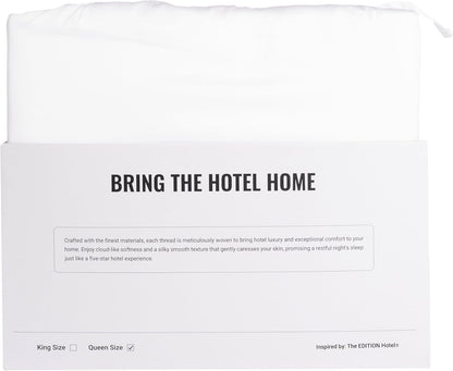 Luxury Sateen Cotton Sheet Set, 100% Certified Extra-Long-Staple Cotton, Ultra-Soft, Breathable & Smooth, the Edition Hotel Luxe Cotton Blend Sheet Set (White, Queen (U.S. Standard)