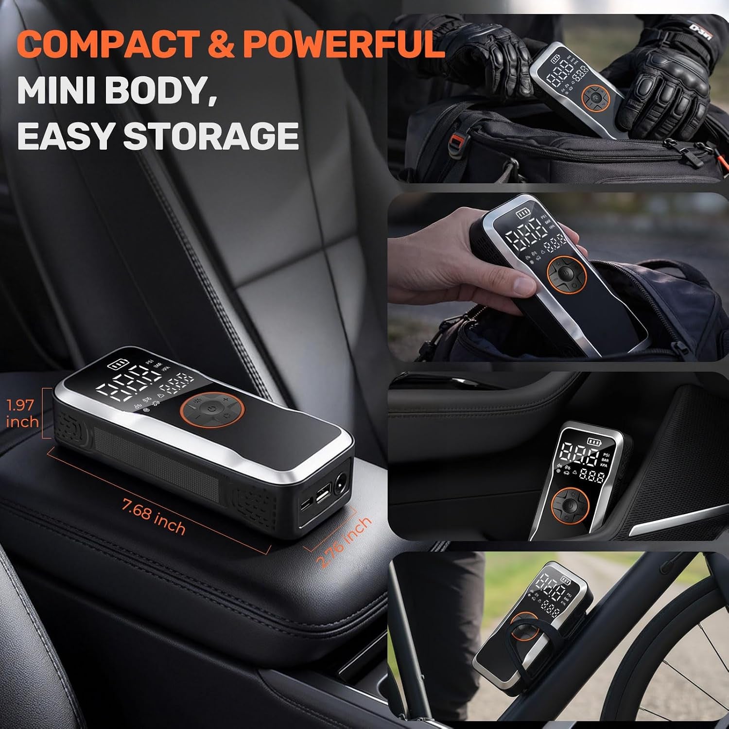 Portable Tire Inflator Air Compressor, Battery Capacity18000Mah,150Psi 5X Fast Inflation Wireless Electric Air Pump with Digital Pressure Gauge & LED Light for Car Motorcycle Bike Ball
