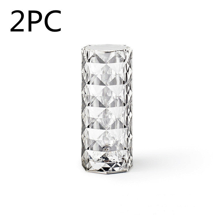 Lampe de table USB en cristal nordique pour chambre à coucher, lumière tactile à intensité réglable, veilleuse diamant, projecteur de roses, décoration