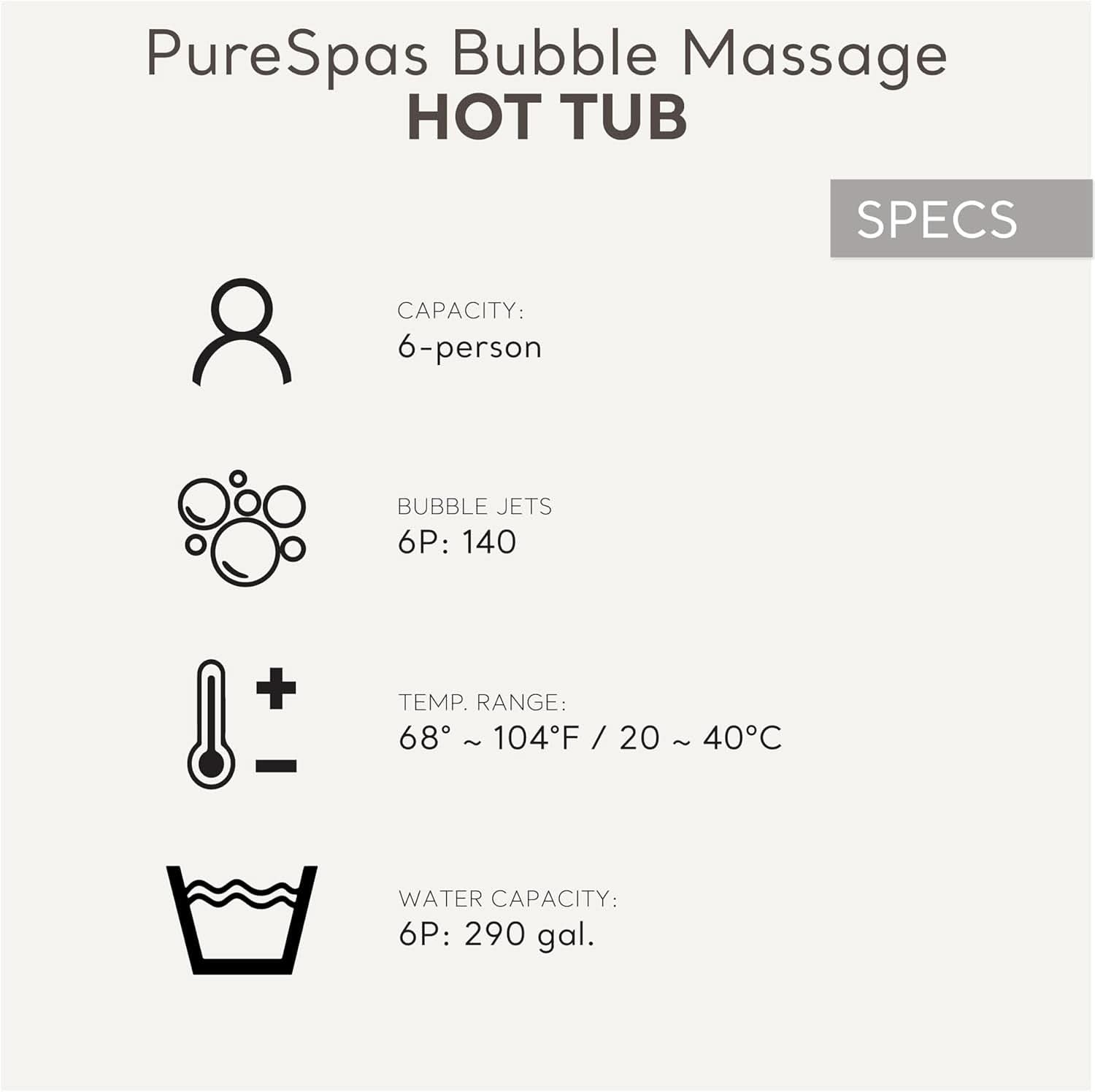 6 Person Inflatable Hot Tub With 140 Bubble Jets Spa-4