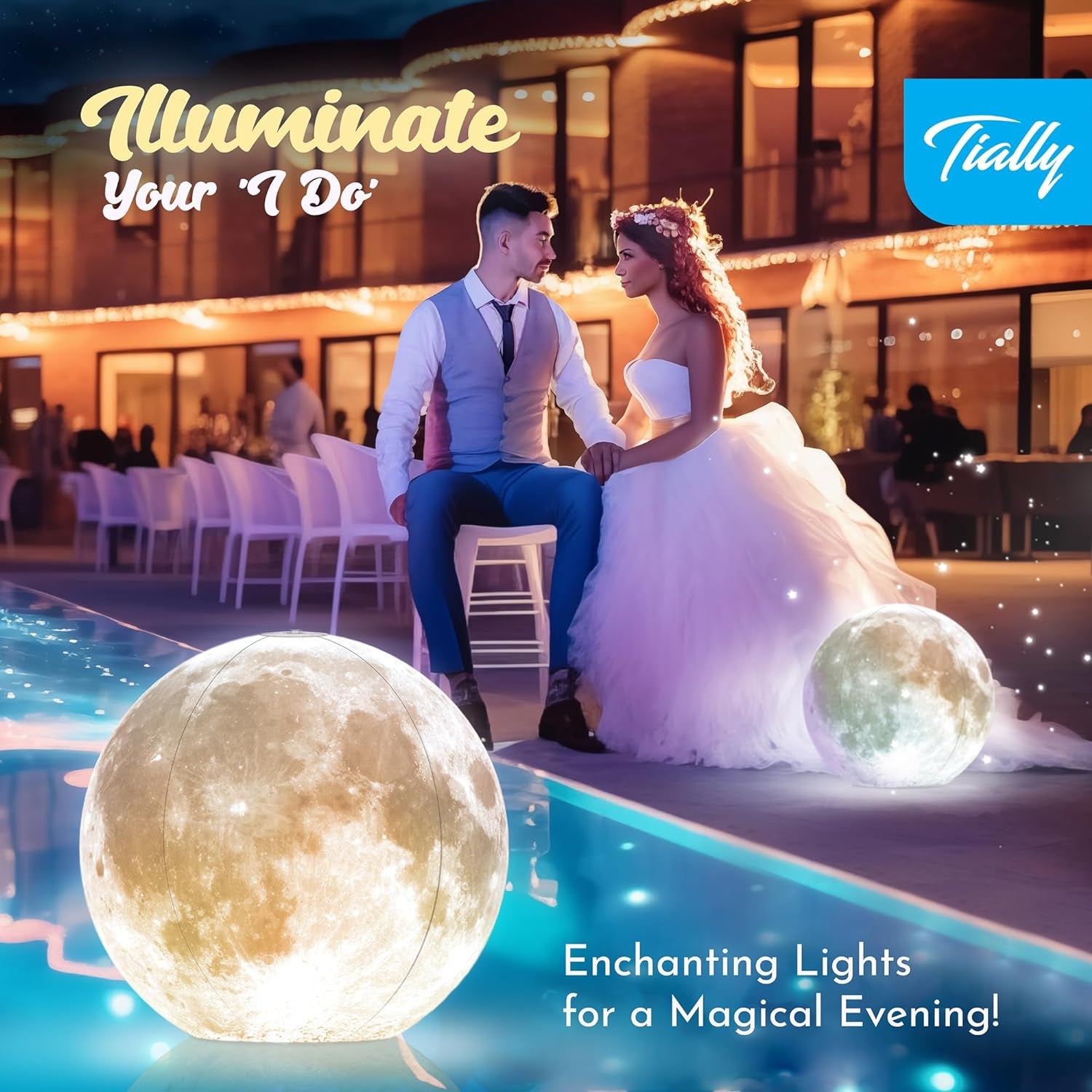 Floating Pool Lights - Solar Light up Moon Balls, Warm/Cool (2-Pack)