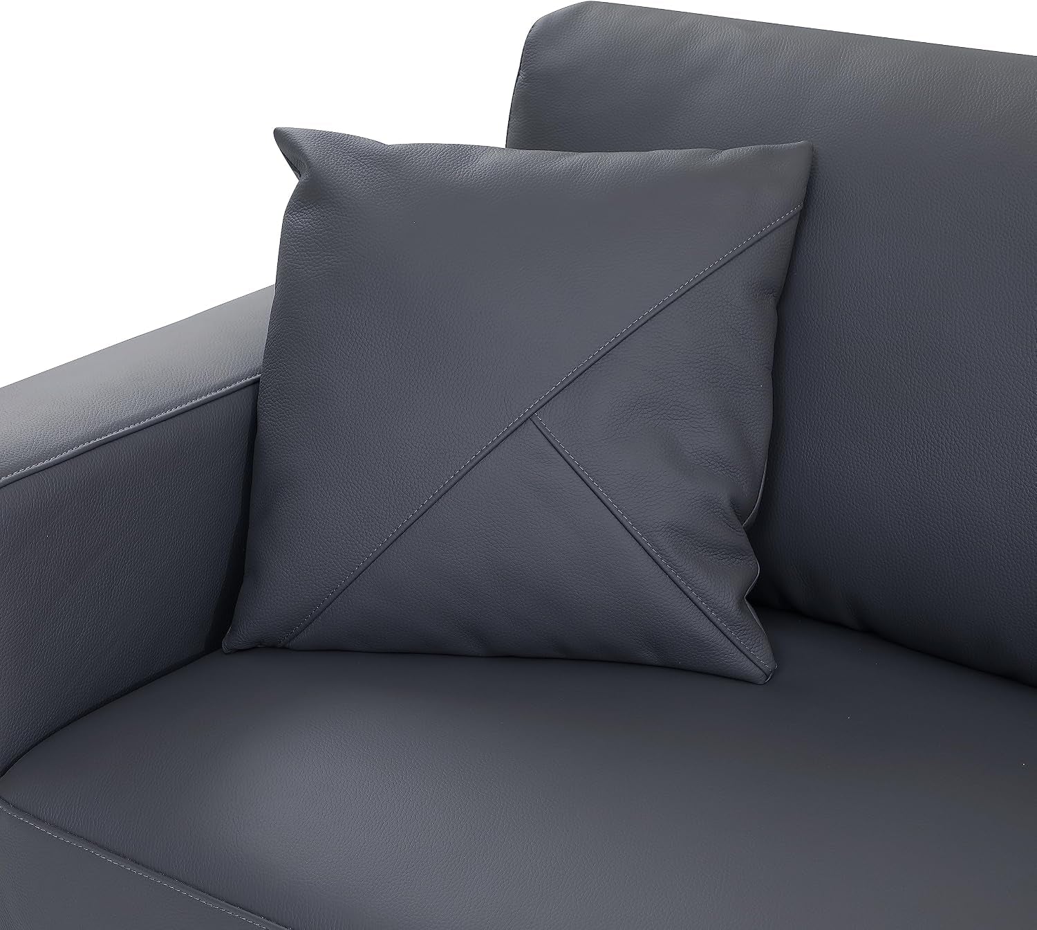 Surton Top Grain Italian Leather Sectional Sofa for Living Room and Home Office, Modern Luxury L-Shaped Couch, Right Arm Facing, 117" W, Dark Gray