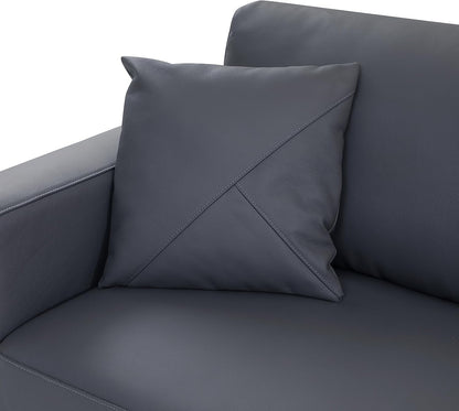 Surton Top Grain Italian Leather Sectional Sofa for Living Room and Home Office, Modern Luxury L-Shaped Couch, Right Arm Facing, 117" W, Dark Gray
