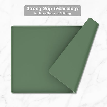 Silicone Coffee Mat, 12" X 19" Waterproof Raised Edge Coffee Bar Mats for Espresso Machine Station Accessories, Heat Resistant Dish Drying Pad for Kitchen Counter, Rubber Bar Decor Pad, Green