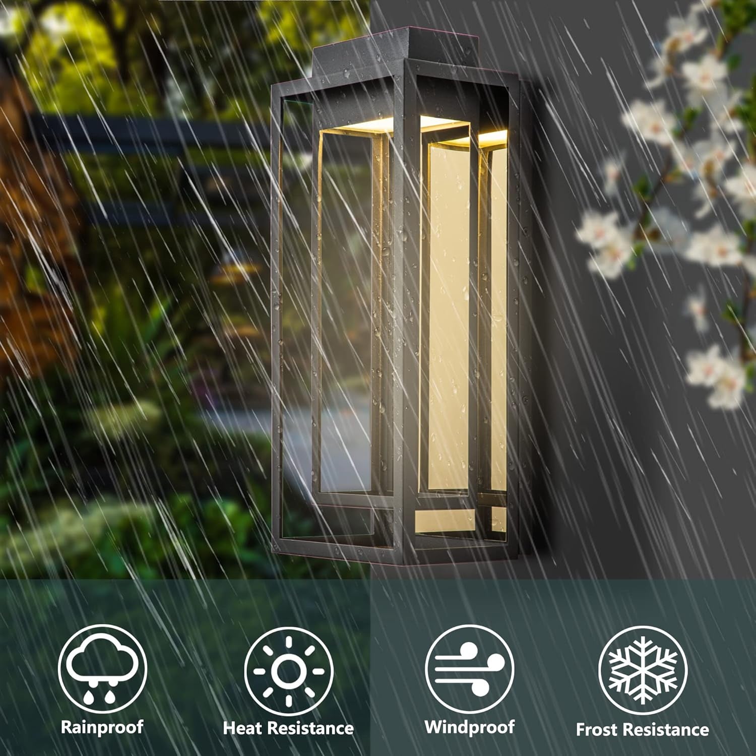 Modern Outdoor Wall Lights LED Exterior, Black Gold Front Porch Lights Wall Mount, Large Outdoor LED Sconce, Luxury Wall Lamp, Patio Lighting Fixture for House, Garage, Yard