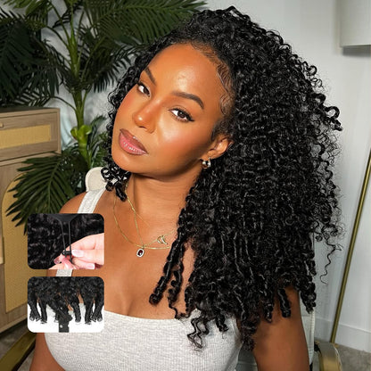 250% Density 20 Inch Burmese Curly Half Wig,100% Human Hair,[2-Year Life,210G], 3 in 1 Glueless Human Hair Half Wig Seamless Flip over Half Wigs for Black Women No Glue No Lace Curly Wig
