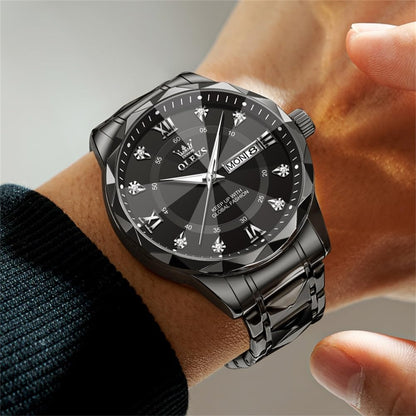 Watches for Men Luxury Diamond Casual Large Dial Watches Stainless Steel Waterproof Business Dress Analog Luminous Date Mens Watches