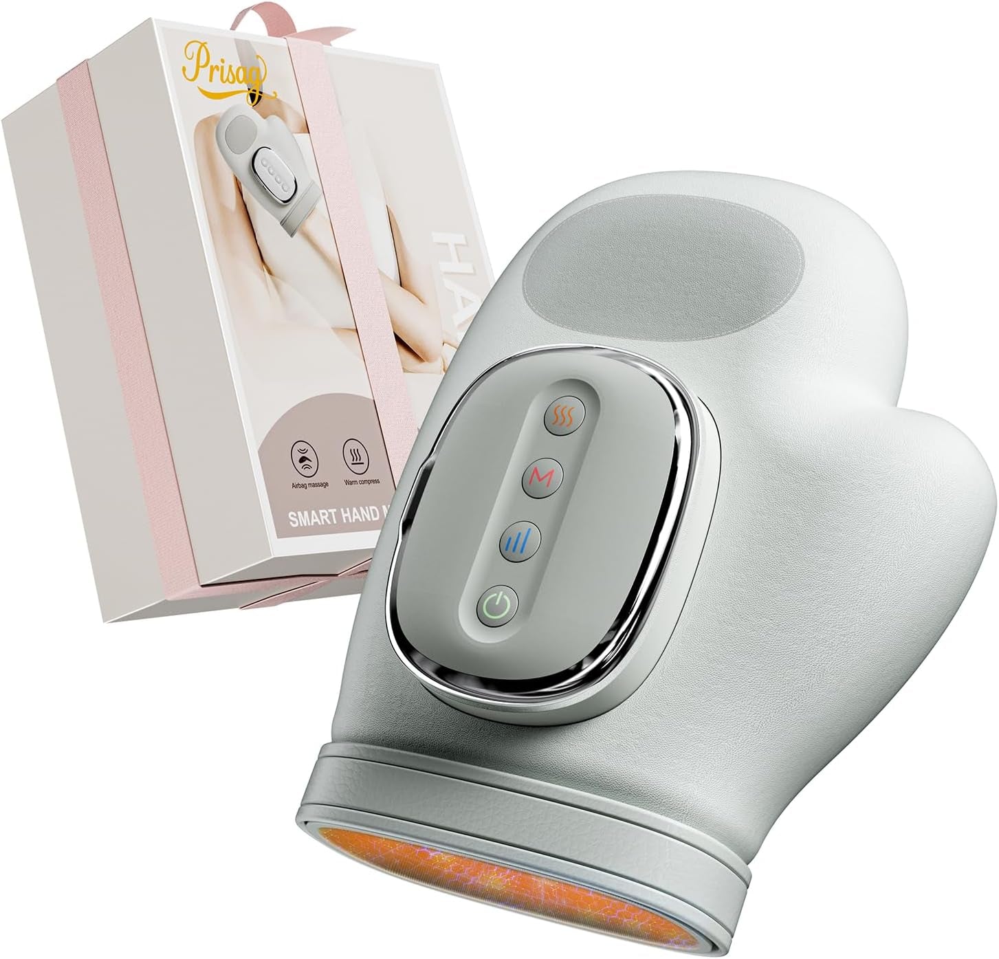 Hand Massager with Heat and Compression for Arthritis,White | Cordless Electric Hand and Wrist Massager，Finger Pain Relief - 5 Levels 3D Wave Pressure, 3 Heat Settings - Ideal Gift