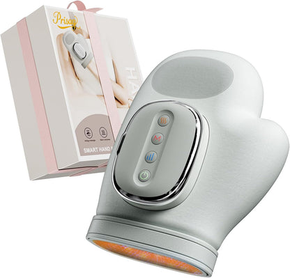Hand Massager with Heat and Compression for Arthritis,White | Cordless Electric Hand and Wrist Massager，Finger Pain Relief - 5 Levels 3D Wave Pressure, 3 Heat Settings - Ideal Gift