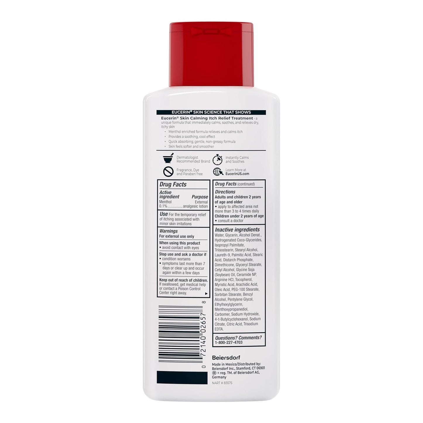 Skin Calming Itch Relief Body Lotion, 8.4 FL OZ | Body Lotion Enriched with Menthol and Ceramide, Itch-Relieving Calming Lotion, Soothing and Cooling Effect, Fragrance Free