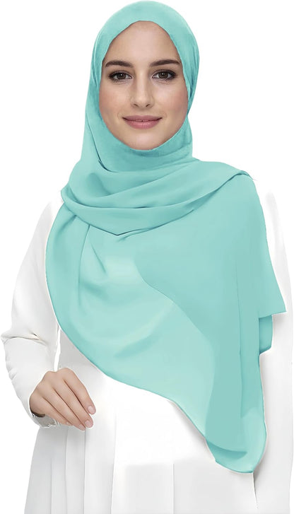 Premium Chiffon Hijab Head Scarf Shawl Wrap for Muslim Women Lightweight
