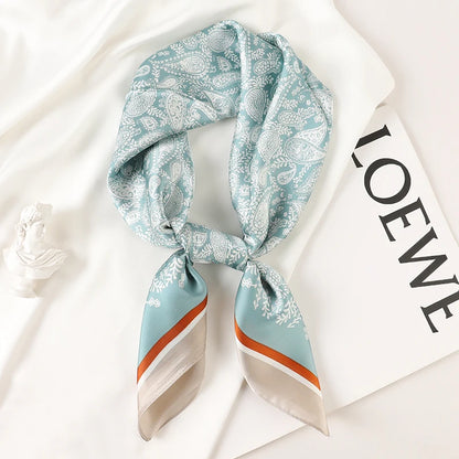 Luxury Brand 2022 Silk Square Scarf Women Cat Neck Hair Tie Band Beach Hijab Kerchief Head Headbands Bandana Female Foulard 70Cm