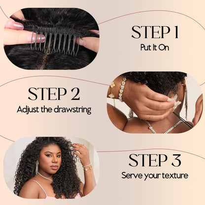 250% Density 20 Inch Burmese Curly Half Wig,100% Human Hair,[2-Year Life,210G], 3 in 1 Glueless Human Hair Half Wig Seamless Flip over Half Wigs for Black Women No Glue No Lace Curly Wig