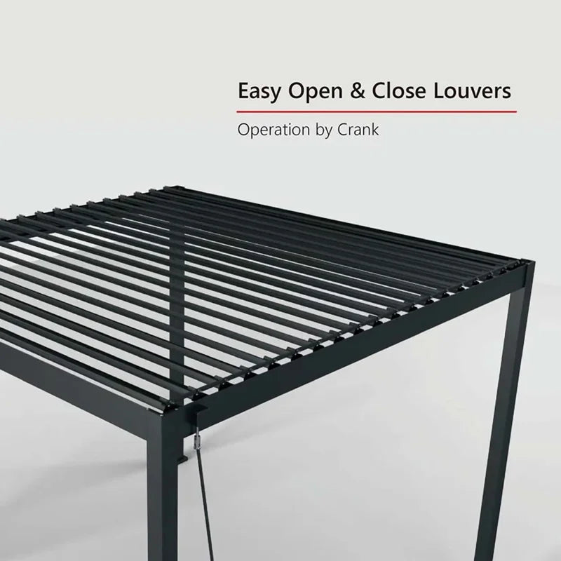 80/88 Metal Frame Pergola with Adjustable Louvered Roof