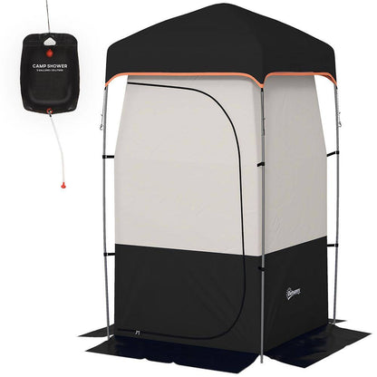 1-Person Portable Shower Tent, Camping Dressing Changing Tent Room with Solar Shower Bag, Floor and Carrying Bag, Black