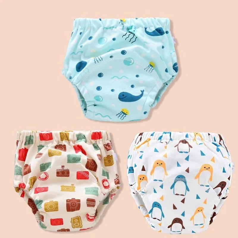Baby Reusable Potty Training Pants Toddler Cotton Ecological Cloth Diaper Panties Waterproof Washable Nappies Boy Girl Underwear