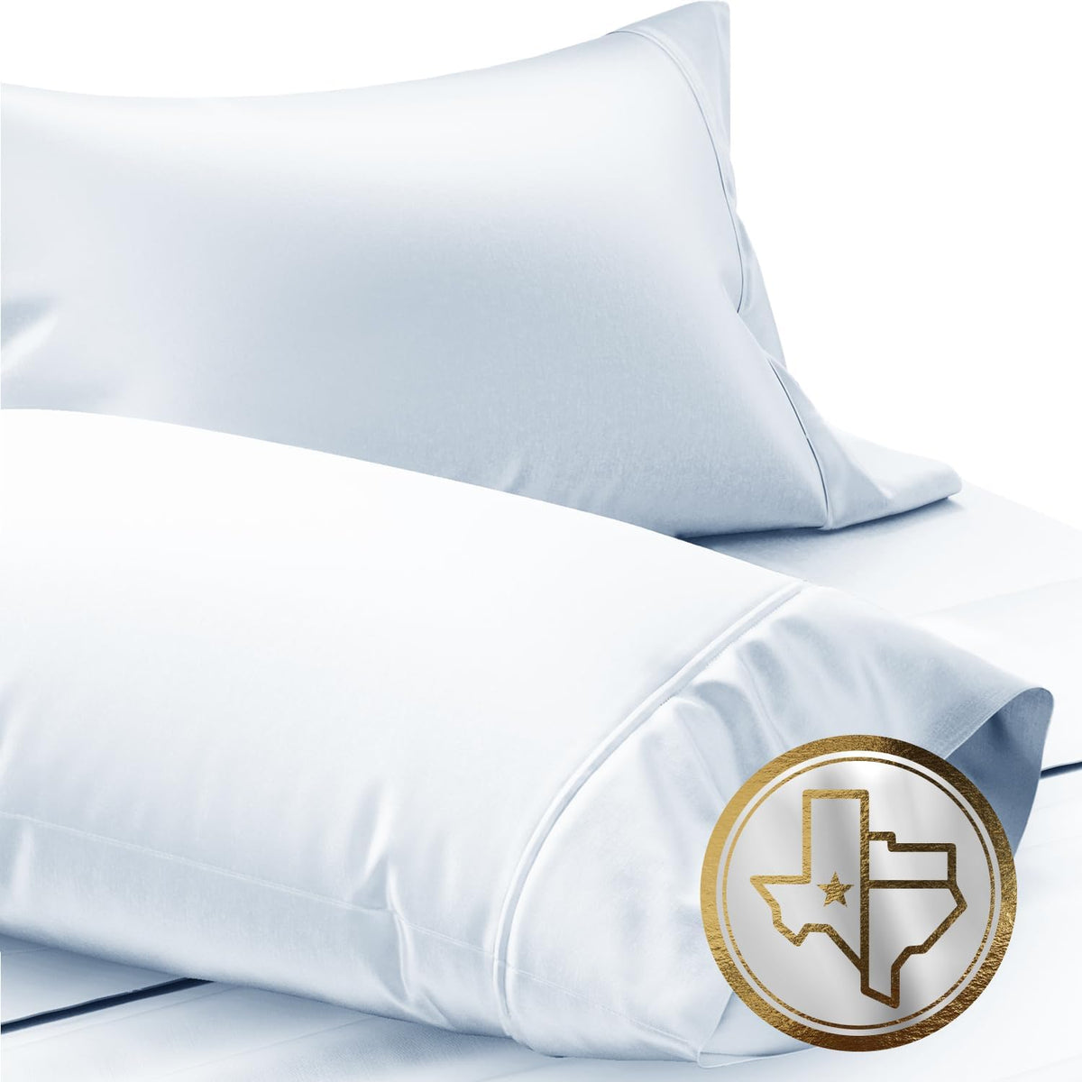 100% Egyptian Cotton Standard/Queen Size Pillow Cases Set of 2-1000 Series Lonestar Lovin' Pillow Cover (Light Blue), Cooling Pillowcases Set of 2 for Standard/Queen Pillows