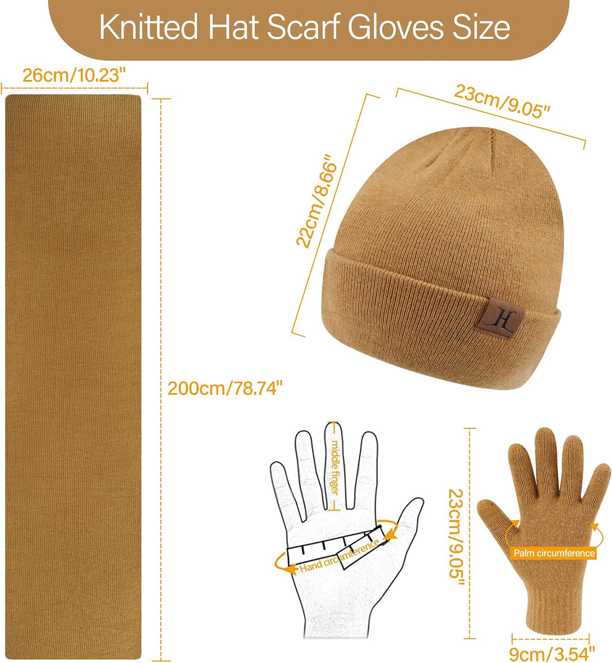 Mens Winter Warm Beanie Hats and Scarf Touchscreen Gloves
