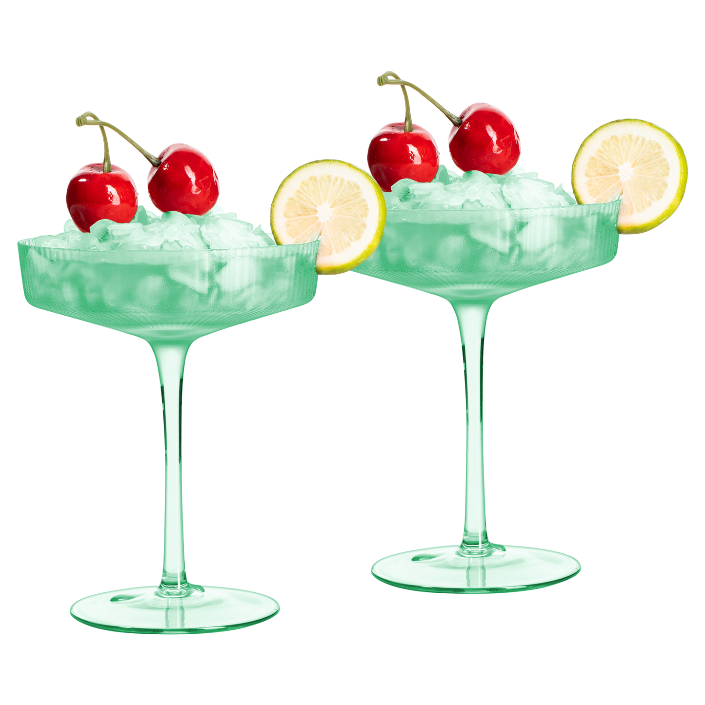 Ripple Ribbed Cocktail Coupe Colored Glasses Set Of 2