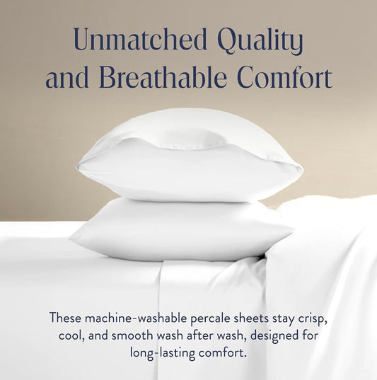 Brooklinen Percale 4-Pc Sheet Set for Hot Sleepers, Luxury - King, White