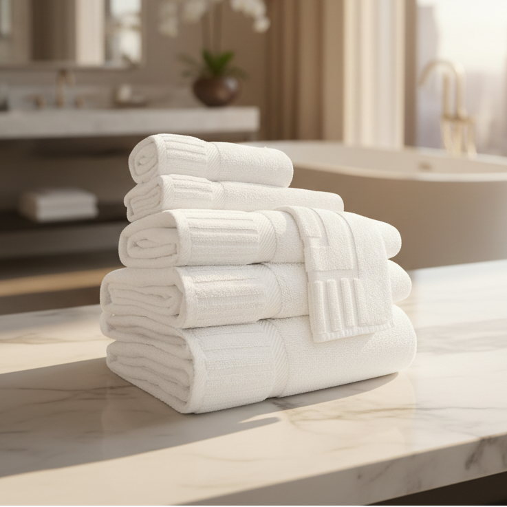 GOS Collection Premium Ring Spun Cotton Towels with Piano Key Pattern
