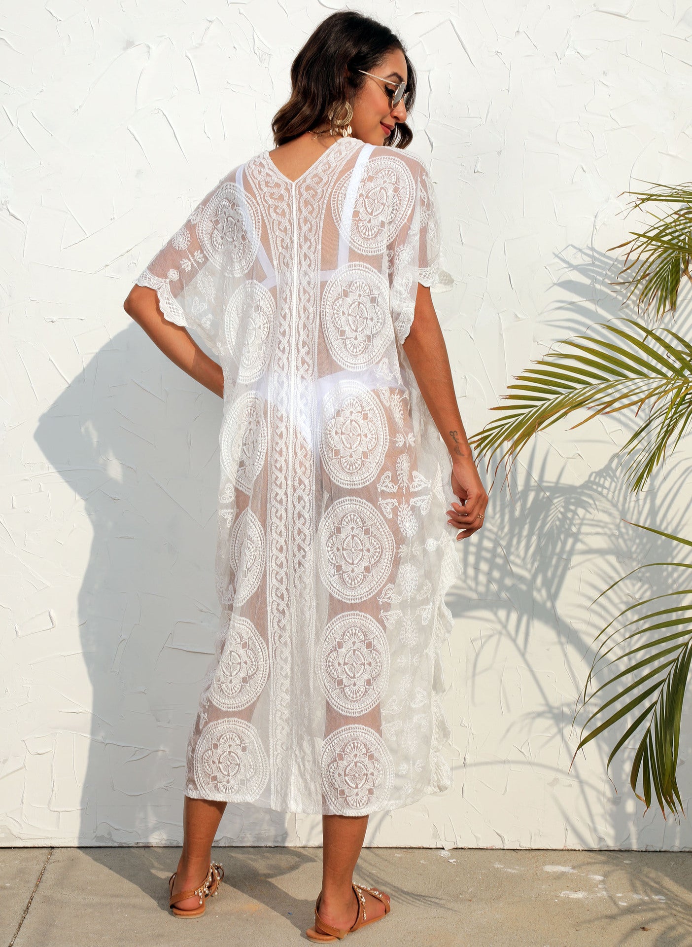 Embroidered Lace Beach Long Dress