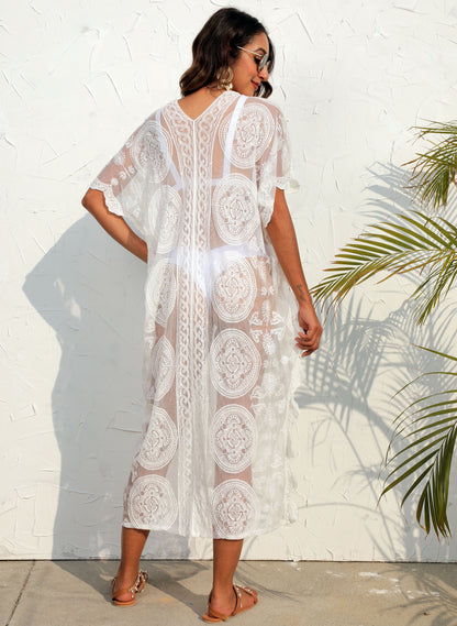 Embroidered Lace Beach Long Dress