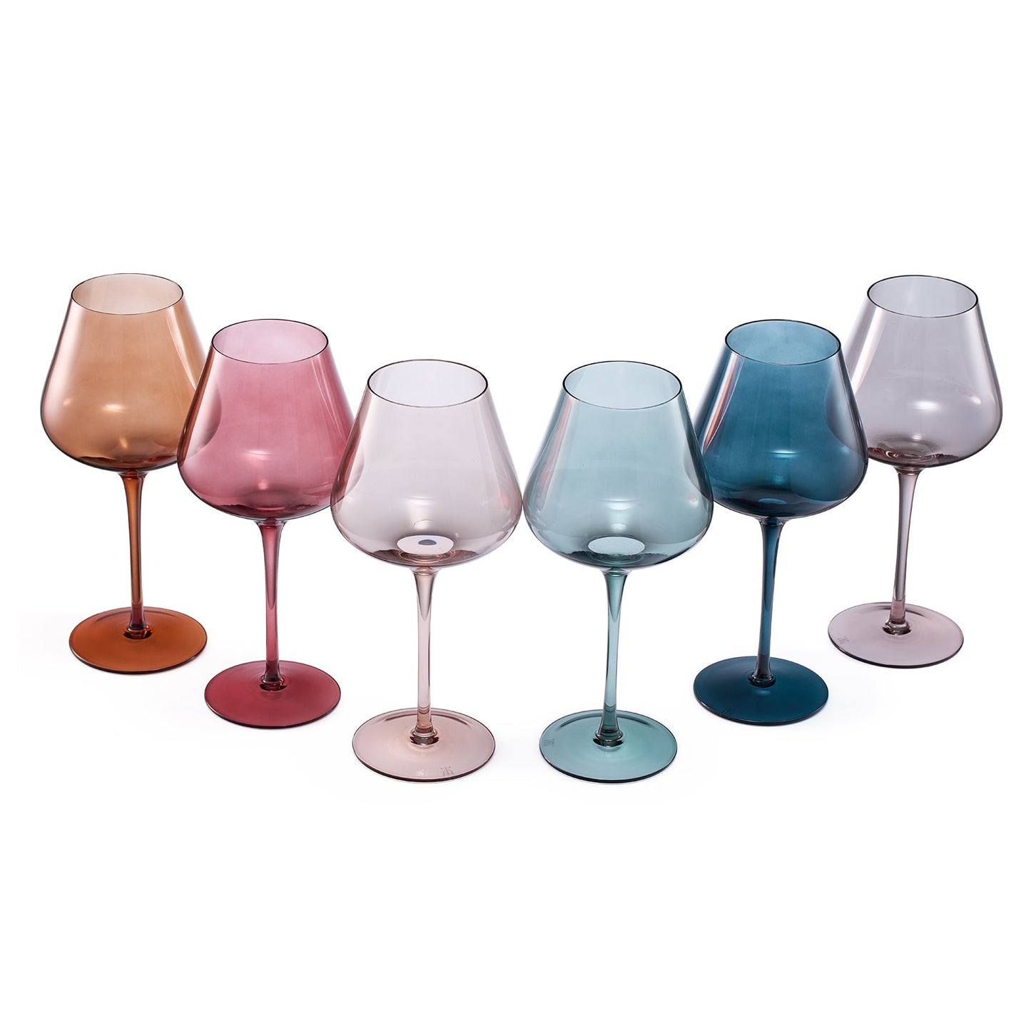 Colored Crystal Wine Glass Set Of 6