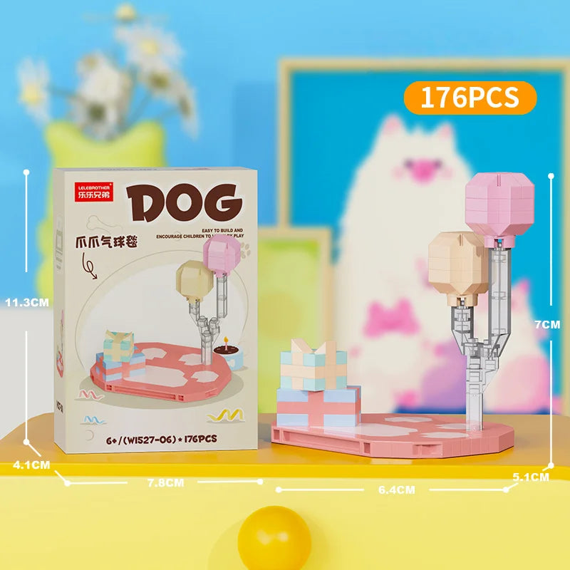 Cute Pastoral Teddy Dog Pet Building Blocks Micro-Granular Ornament Children's Toy Gifts New Product Cat And Dog Themed - W1527-06