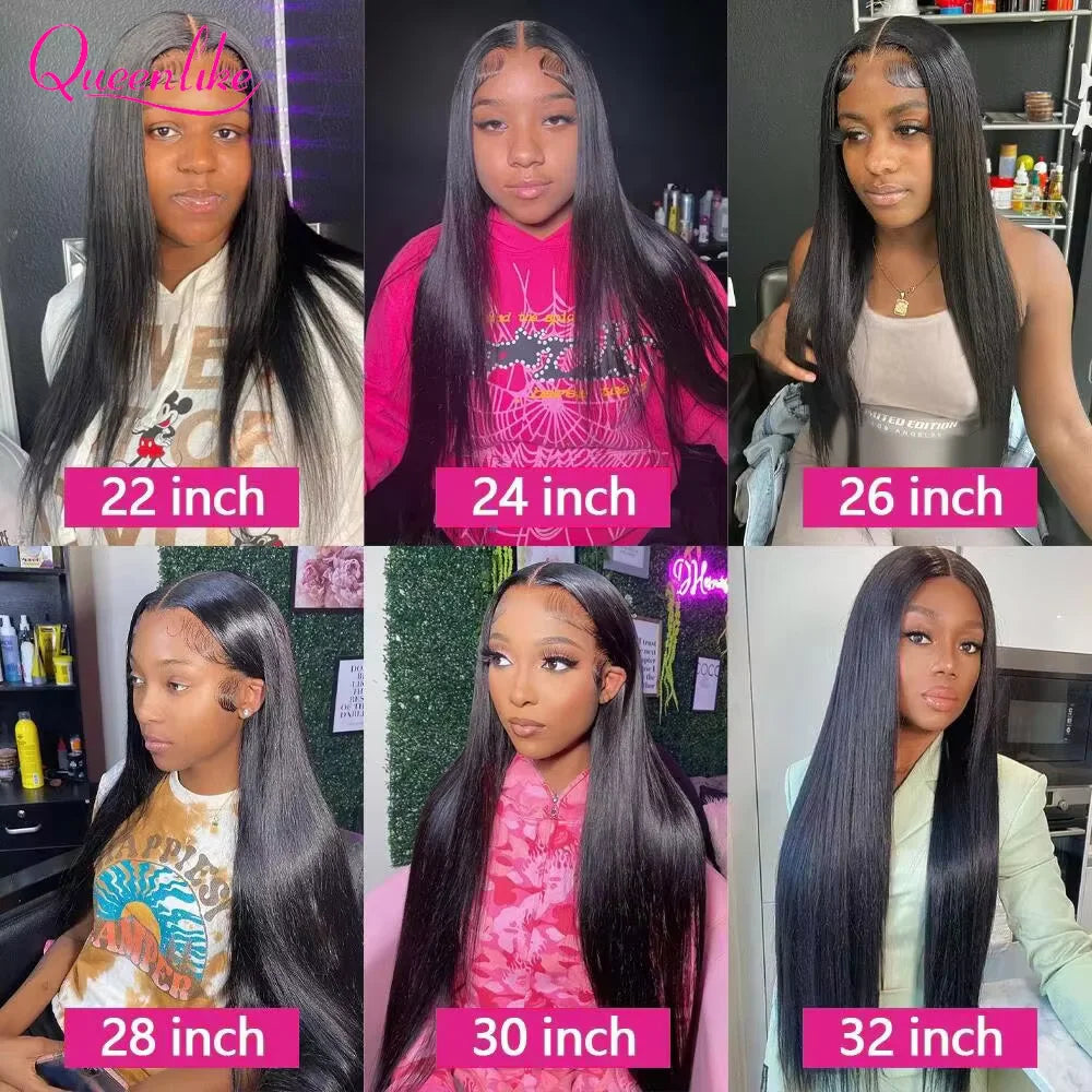 Queenlike 12A Straight Human Hair Bundles With Closure 4X4 5X5 6X6 13X4 Lace With 3 Bundles Human Hair Raw Brazilian Hair