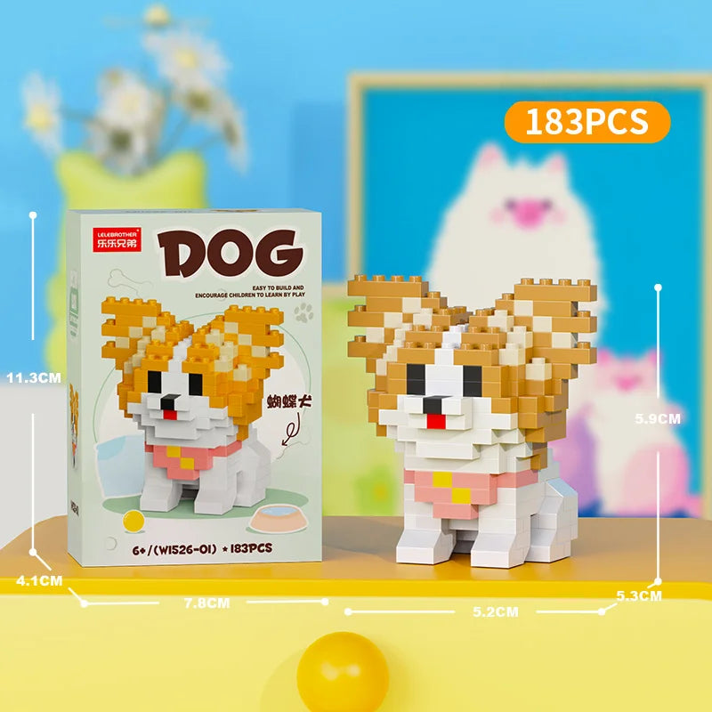 Cute Pastoral Teddy Dog Pet Building Blocks Micro-Granular Ornament Children's Toy Gifts New Product Cat And Dog Themed - W1526-01