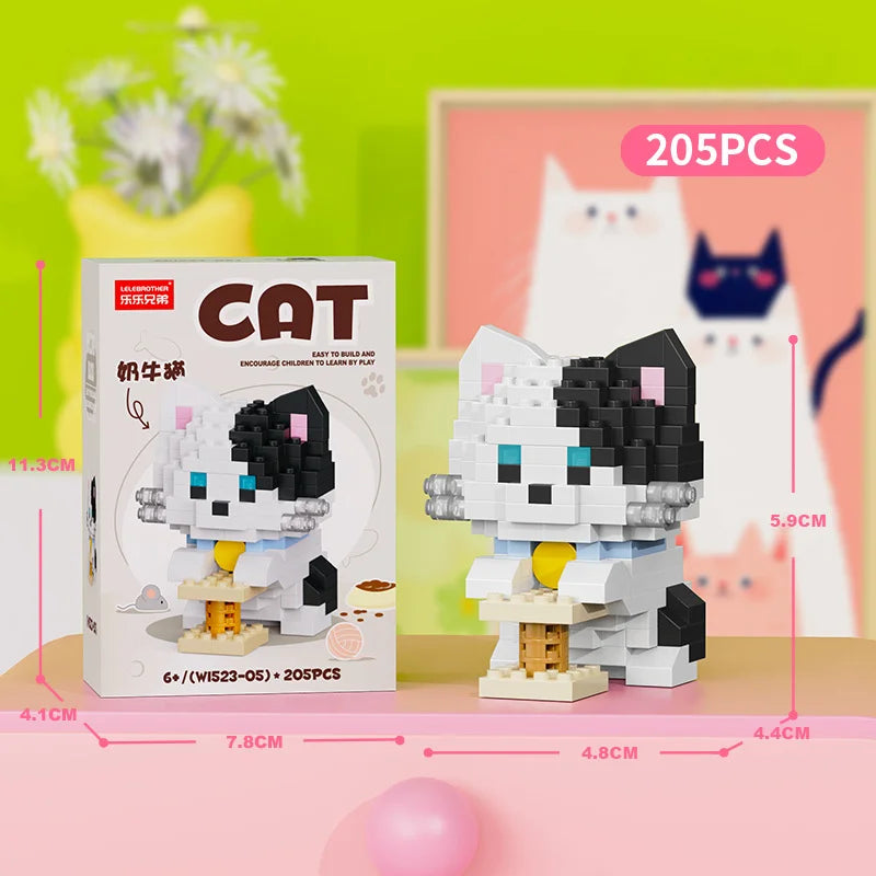 Cute Pastoral Teddy Dog Pet Building Blocks Micro-Granular Ornament Children's Toy Gifts New Product Cat And Dog Themed - W1523-05