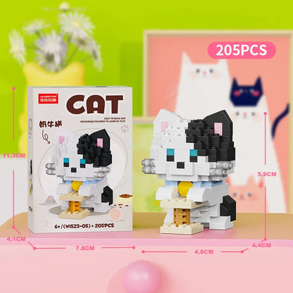 Cute Pastoral Teddy Dog Pet Building Blocks Micro-Granular Ornament Children's Toy Gifts New Product Cat And Dog Themed - W1523-05