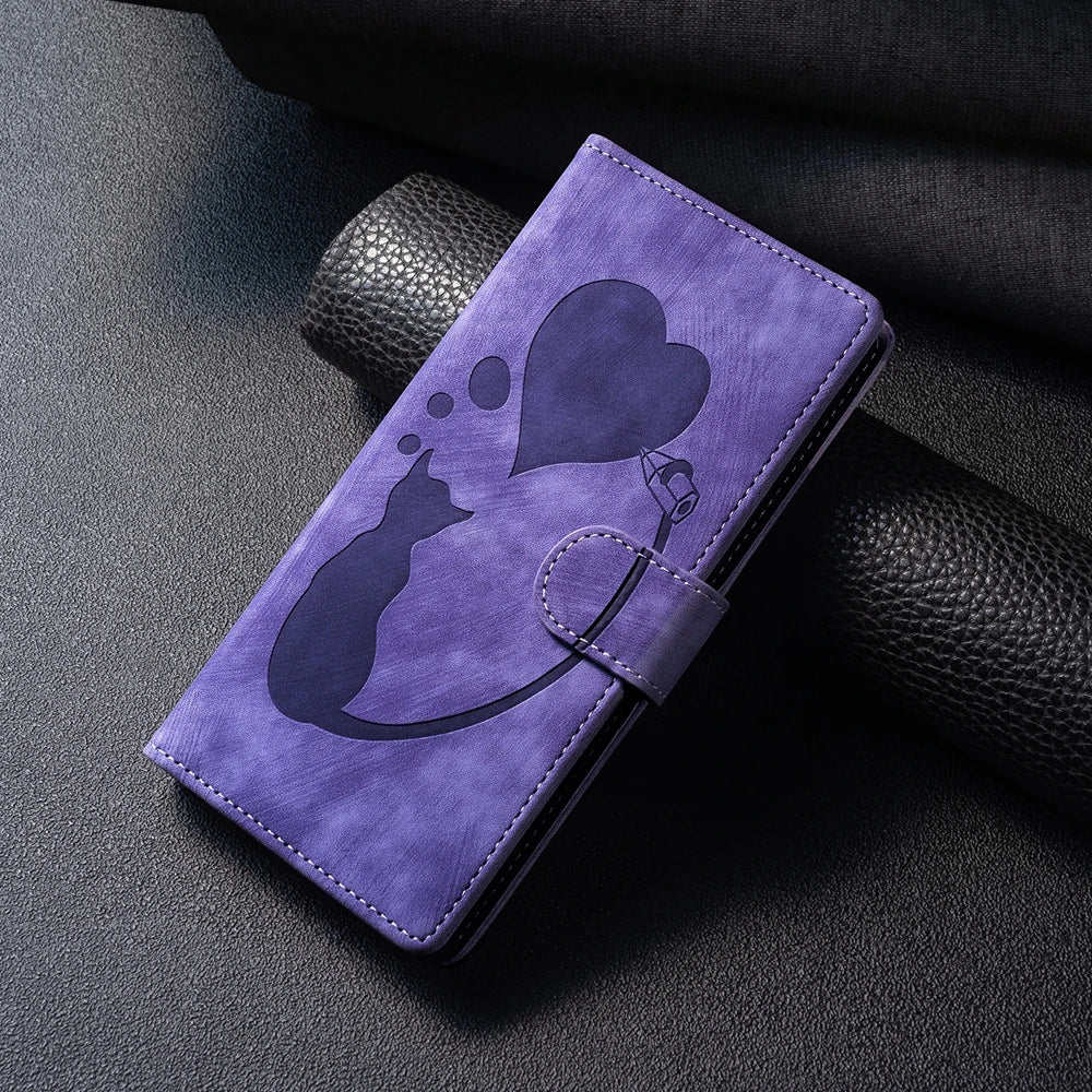 for i Phone 17 Flip Case for iPhone 15 16 14 13 12 11 Pro Max iPhon 15 Plus Cases Cute Cat Butterfly Leather Wallet Back Cover - K