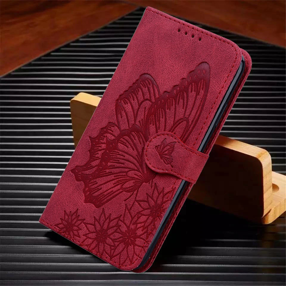 for i Phone 17 Flip Case for iPhone 15 16 14 13 12 11 Pro Max iPhon 15 Plus Cases Cute Cat Butterfly Leather Wallet Back Cover - O