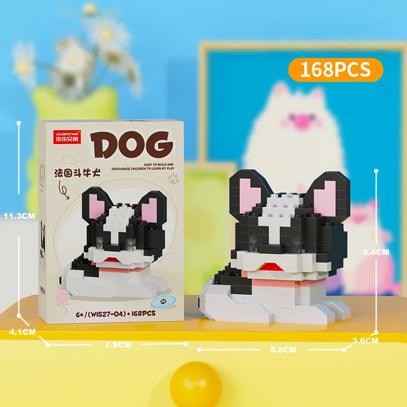 Cute Pastoral Teddy Dog Pet Building Blocks Micro-Granular Ornament Children's Toy Gifts New Product Cat And Dog Themed - W1527-04