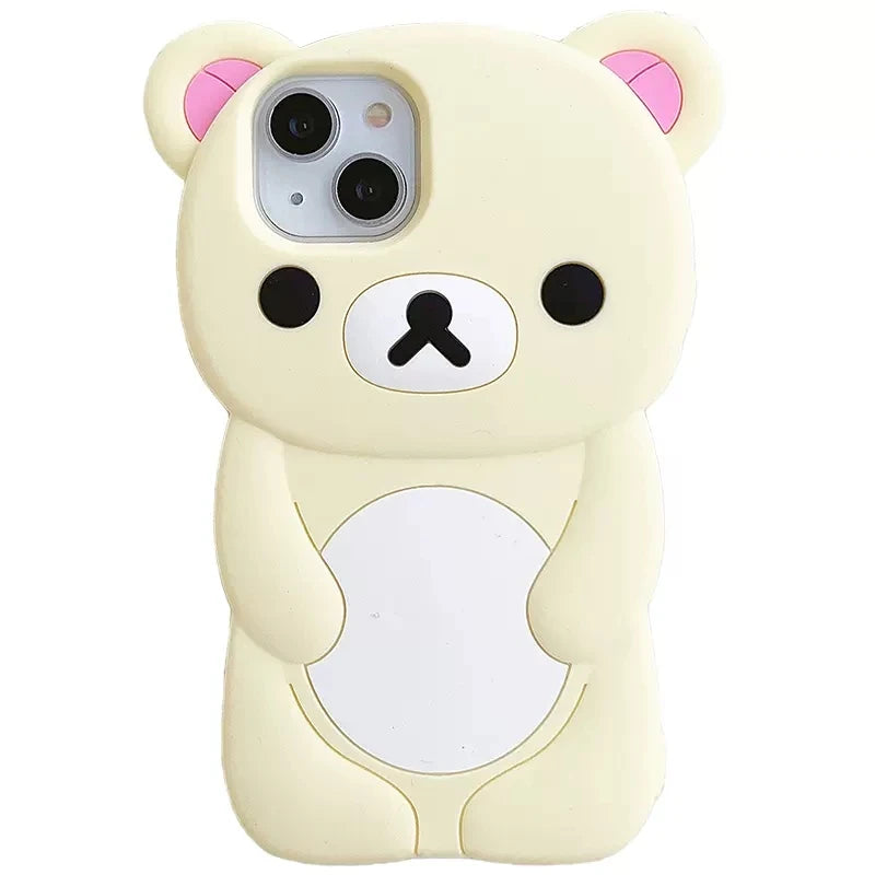 For iPhone 18 17 16 15 14 13 12 11 Pro Max Xs XR 6 7 8 Plus Cute Rilakkuma Bear Soft Silicone Cover Case - Yellow