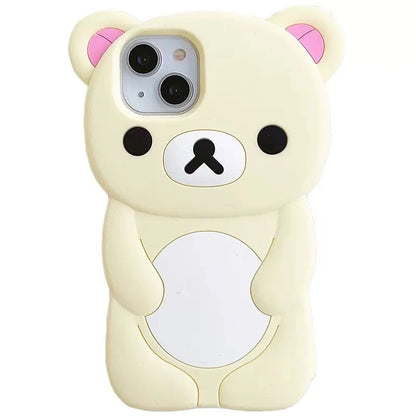 For iPhone 18 17 16 15 14 13 12 11 Pro Max Xs XR 6 7 8 Plus Cute Rilakkuma Bear Soft Silicone Cover Case - Yellow
