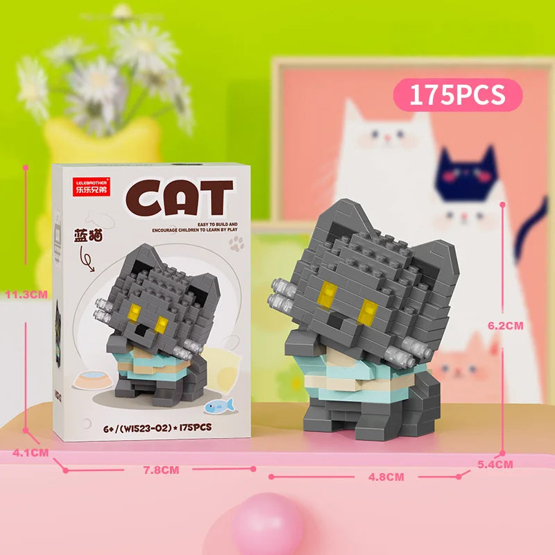 Cute Pastoral Teddy Dog Pet Building Blocks Micro-Granular Ornament Children's Toy Gifts New Product Cat And Dog Themed - W1523-02