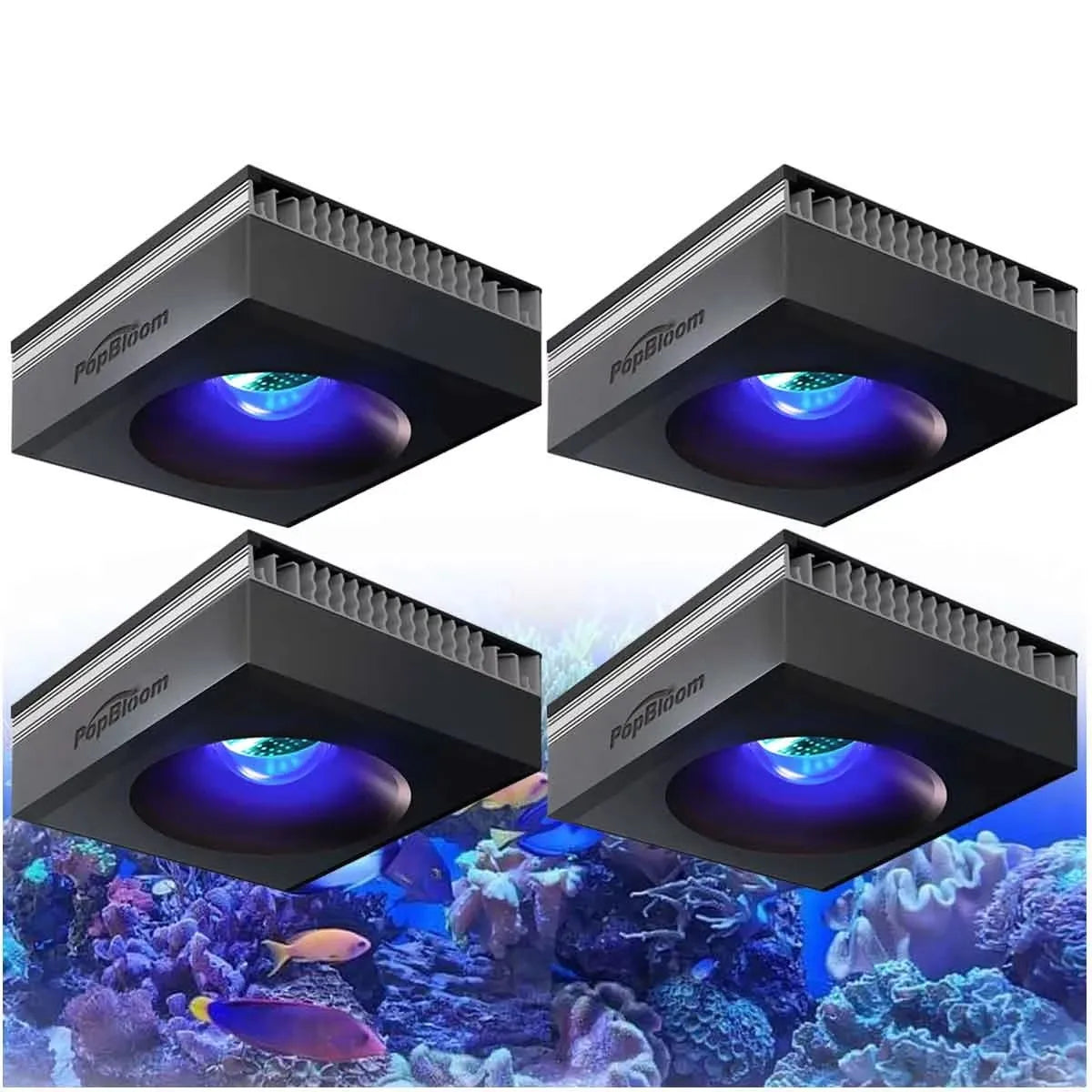 PopBloom RL90 WiFi Reef Aquarium Light 100W, Professional Marine Aquarium LED Full Spectrum for Reef Coral SPS/LPS Fish Tank LED - 4 Lamp with hang kit / US Plug