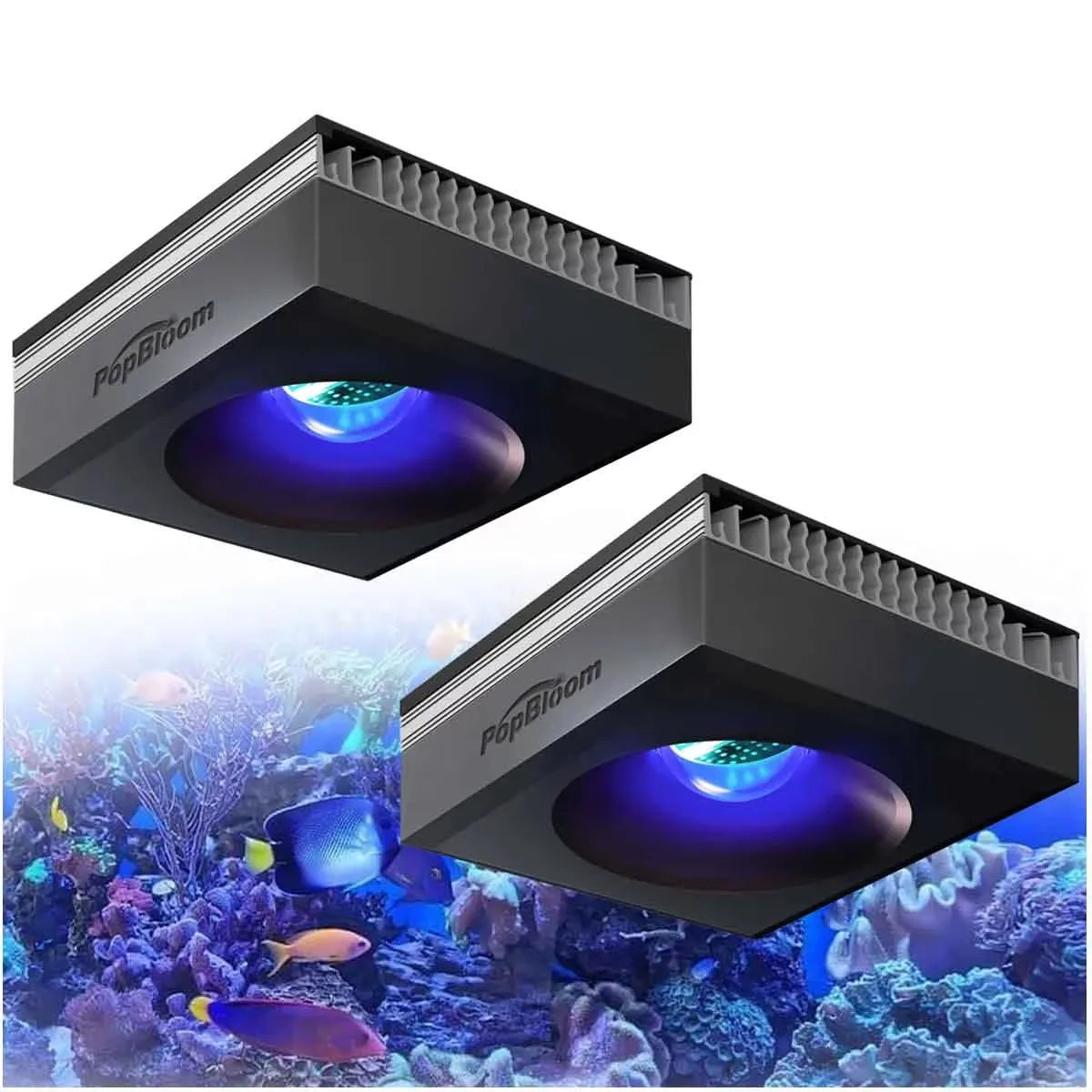 PopBloom RL90 WiFi Reef Aquarium Light 100W, Professional Marine Aquarium LED Full Spectrum for Reef Coral SPS/LPS Fish Tank LED - 2 Lamp with hang kit / US Plug