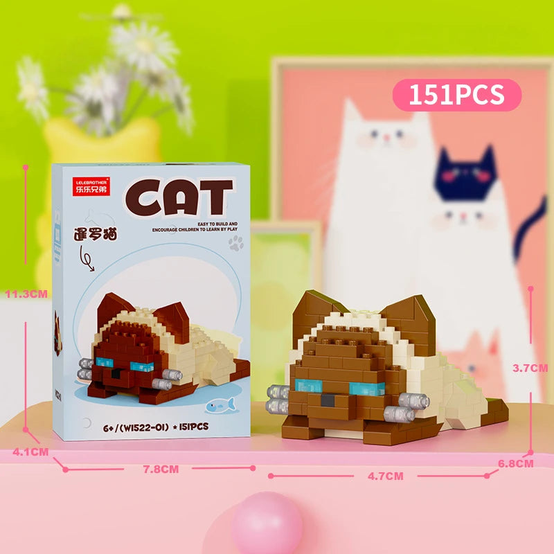 Cute Pastoral Teddy Dog Pet Building Blocks Micro-Granular Ornament Children's Toy Gifts New Product Cat And Dog Themed - W1522-01