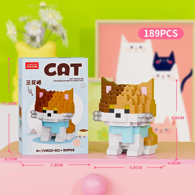 Cute Pastoral Teddy Dog Pet Building Blocks Micro-Granular Ornament Children's Toy Gifts New Product Cat And Dog Themed - W1522-02