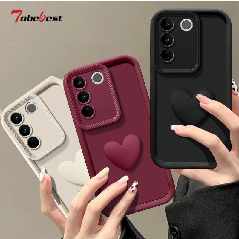 Love Heart Silicone Camera Lens Protective Case for Samsung Galaxy S25 Edge S26 Ultra Plus Phone Cover