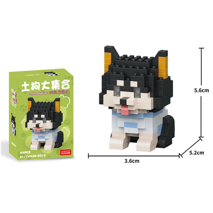 Cute Pastoral Teddy Dog Pet Building Blocks Micro-Granular Ornament Children's Toy Gifts New Product Cat And Dog Themed - W1528-03