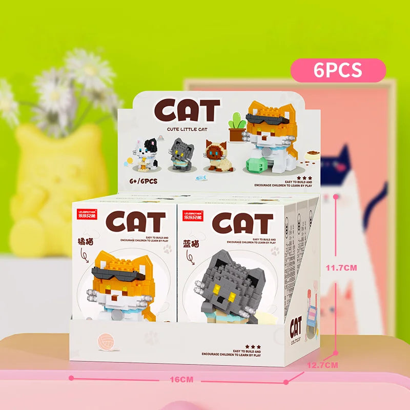 Cute Pastoral Teddy Dog Pet Building Blocks Micro-Granular Ornament Children's Toy Gifts New Product Cat And Dog Themed - W1523-6PCS