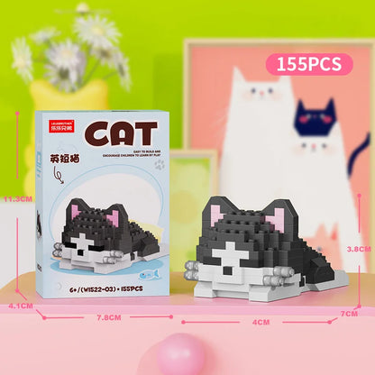 Cute Pastoral Teddy Dog Pet Building Blocks Micro-Granular Ornament Children's Toy Gifts New Product Cat And Dog Themed - W1522-03