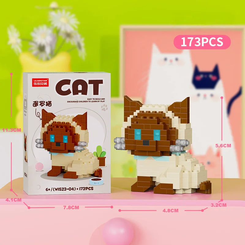 Cute Pastoral Teddy Dog Pet Building Blocks Micro-Granular Ornament Children's Toy Gifts New Product Cat And Dog Themed - W1523-04